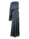 Lapointe Draped Asymmetric-sleeve Gown In Blue