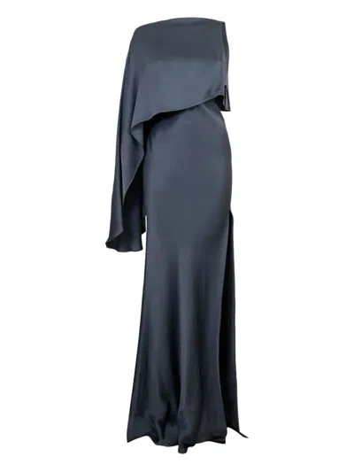 LAPOINTE DRAPED ASYMMETRIC-SLEEVE GOWN