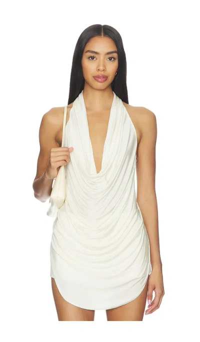 Lapointe Draped Cowl Neck Top In White