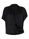 Lapointe Draped-front V-neck Blouse In Black