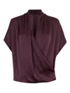 Lapointe Draped-front V-neck Blouse In Brown