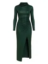 Lapointe Draped-neck Slit Midi Dress In Green