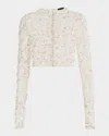 Lapointe Embroidered Mesh Cropped Top In Washed Silver
