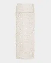 Lapointe Embroidered Mesh Pencil Skirt In Washed Silver
