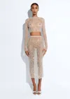 Lapointe Embroidered Pencil Skirt In Washed Silver