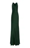 Lapointe Exclusive Draped Satin Gown In Green