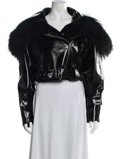 Pre-owned Lapointe Faux Leather Biker Jacket W/ Tags In Black
