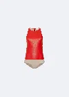Lapointe Faux Leather Bodysuit In Poppy