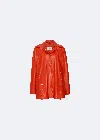 Lapointe Faux Leather Layered Snap Coat In Poppy