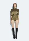 Lapointe Faux Leather Mini Short In Dark Olive