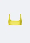 Lapointe Faux Leather Scoop Bra In Chartreuse