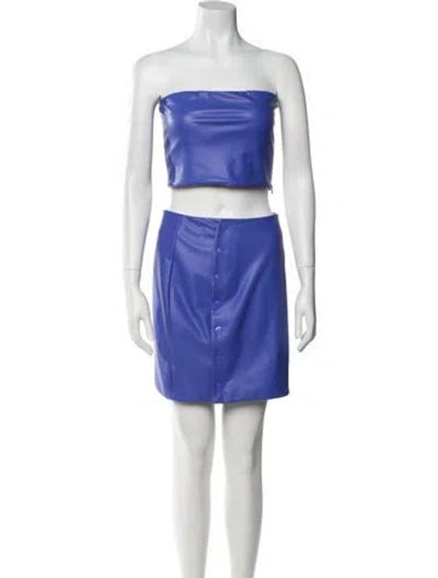 Pre-owned Lapointe Faux Leather Skirt Set In Blue