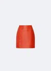 Lapointe Faux Leather Snap Mini Skirt In Poppy