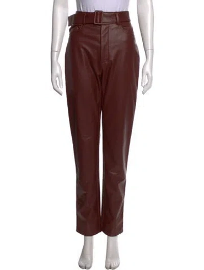 Pre-owned Lapointe Faux Leather Straight Leg Pants In Brown