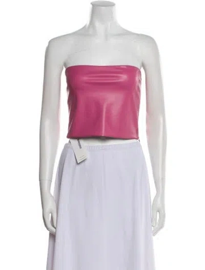 Pre-owned Lapointe Faux Leather Strapless Crop Top In Pink