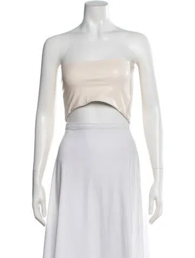 Pre-owned Lapointe Faux Leather Strapless Crop Top In Pink