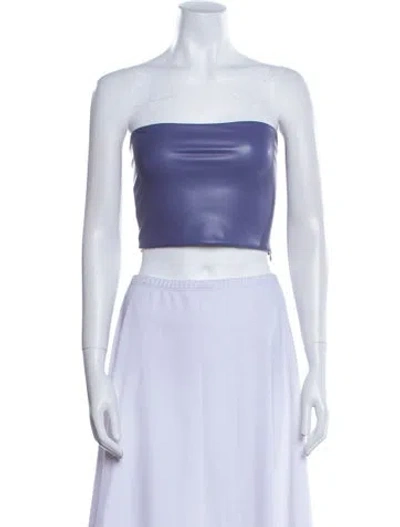 Pre-owned Lapointe Faux Leather Strapless Crop Top In Purple