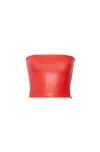 Lapointe Faux Leather Tube Top In Poppy
