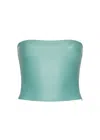Lapointe Faux Leather Tube Top In Sea Green