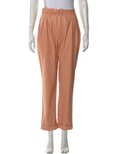 Pre-owned Lapointe Faux Leather Wide Leg Pants In Orange