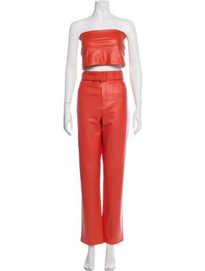 Pre-owned Lapointe Faux Leather Wide Leg Pants In Red