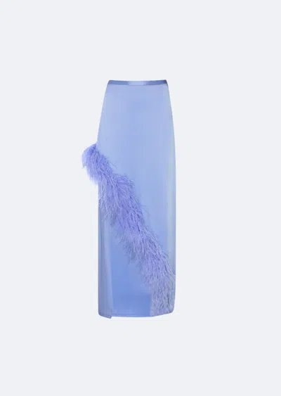 Lapointe Feather Asymmetrical Skirt In Periwinkle