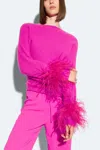Lapointe Feather Cuffs In Fuchsia