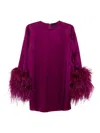 Lapointe Feather-detail Dress In Purple
