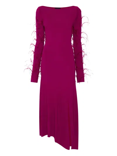 LAPOINTE FEATHER-DETAIL MIDI DRESS