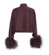 Lapointe Feather-trim Long-sleeve Top In Purple