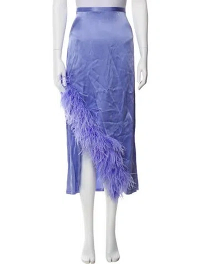 Pre-owned Lapointe Feather Trim Midi Length Skirt In Purple