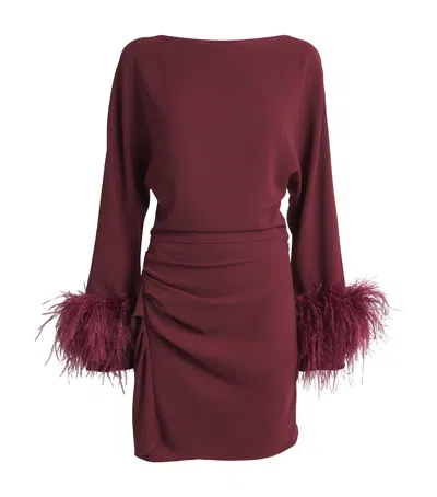 Lapointe Feather-trim Mini Dress In Burgundy