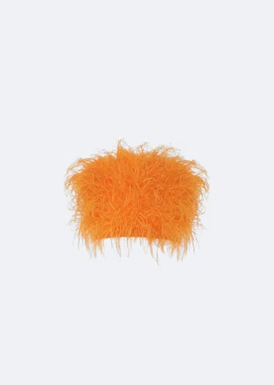Lapointe Feather Tube Top In Tangerine
