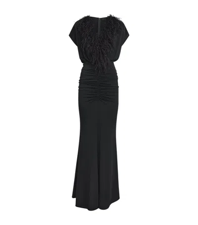 Lapointe Feather-jersey Gathered Gown In Black