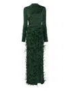Lapointe Feathers-embellished Jersey Maxi Dress
