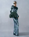 Lapointe Foil Velour Boatneck Gown