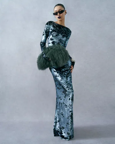 Lapointe Foil Velour Boatneck Gown