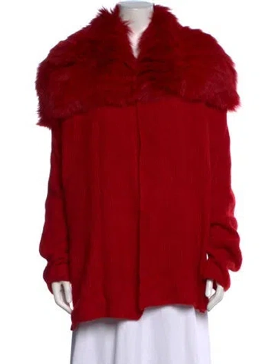 Pre-owned Lapointe Fox Open Front Sweater In Red