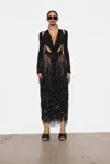 Lapointe Fringe Sequin Skirt In Black