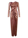 Lapointe Coated Jersey Asymmetric Draped Sarong Dress In Brown