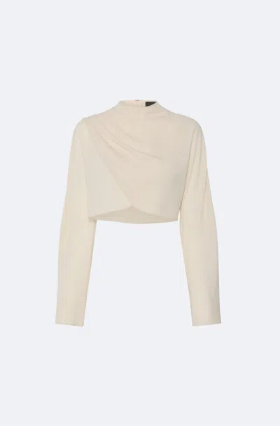 Lapointe Georgette Draped Neck Dolman Top In Ecru