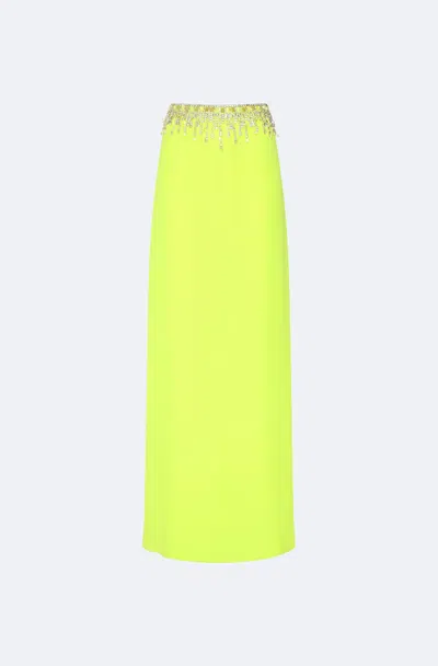 Lapointe Georgette Maxi Skirt With Embroidery In Lime