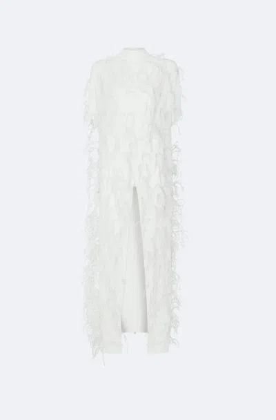 Lapointe Georgette Mock Neck Maxi Top With Feathers In Cream