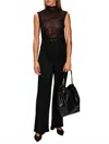 Lapointe Georgette Mock Neck Ruched Top In Black In Black