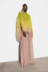 Lapointe Georgette Oversized Cape Tee With Feathers In Yellow Glow