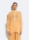 Lapointe Georgette Oversized Shirt With Feathers In Apricot