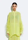 LAPOINTE GEORGETTE OVERSIZED SHIRT WITH FEATHERS