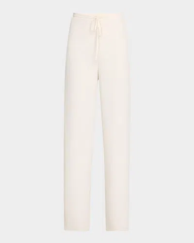 Lapointe Georgette Straight-leg Drawstring Pants In Cream
