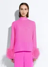 Lapointe Georgette Top With Feathers In Fuchsia