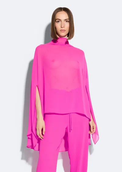Lapointe Georgettte Oversized Cape Tee In Fuchsia